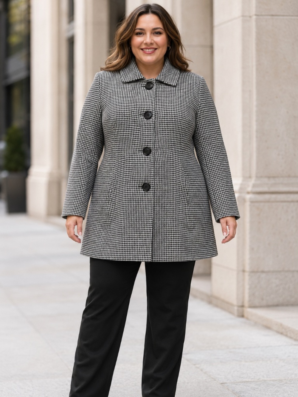 Briggs New York Size 16 Black White Houndstooth Coat